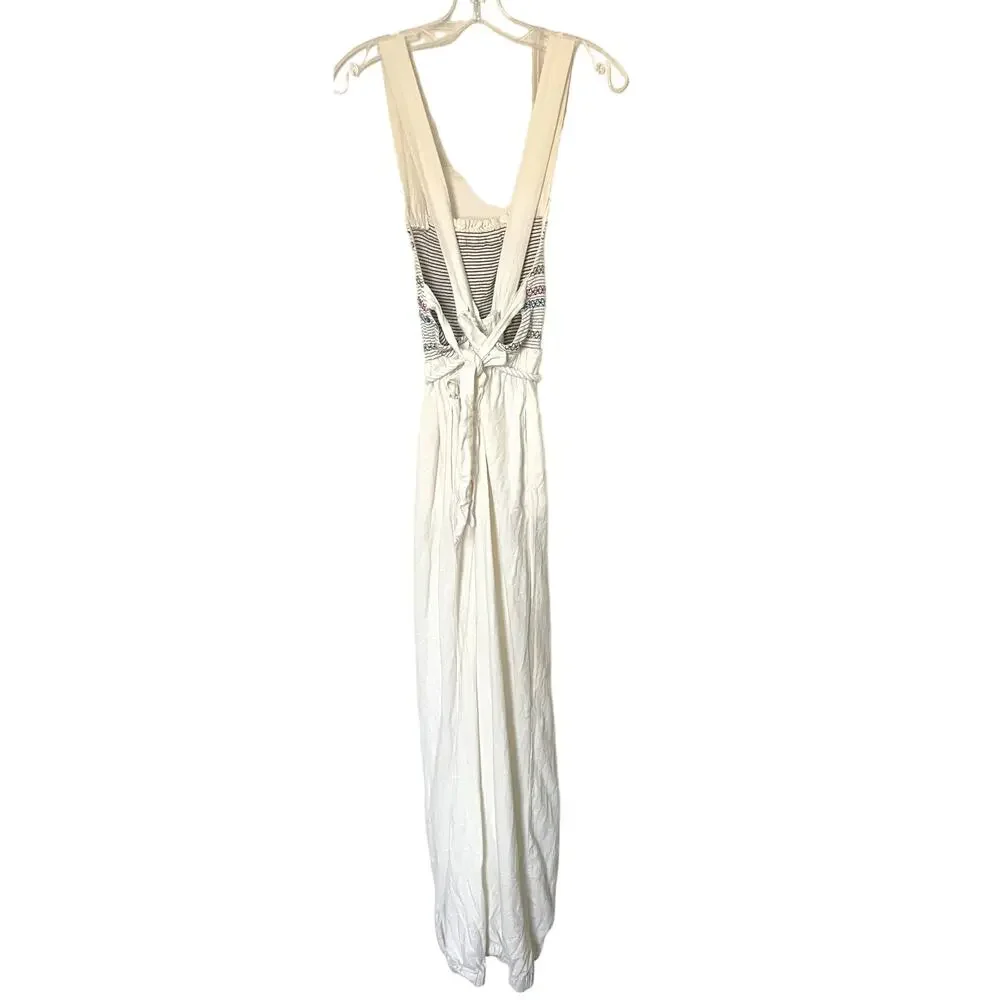 Free People Boho Tie Back Jumpsuit Cream Size Small